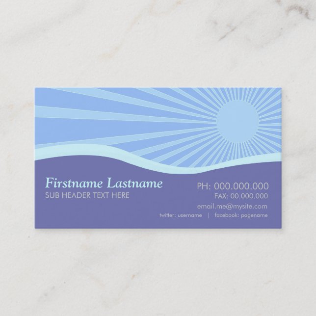 Sunshine Purple Hills Courbes Carte de visite (Devant)