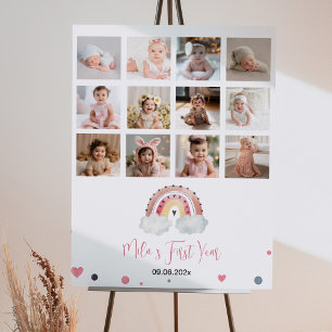 Sunshine Rainbow Birthday Photo Milestone Poster