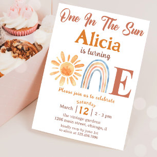 Sunshine Rainbow Boho 1er anniversaire Invitation