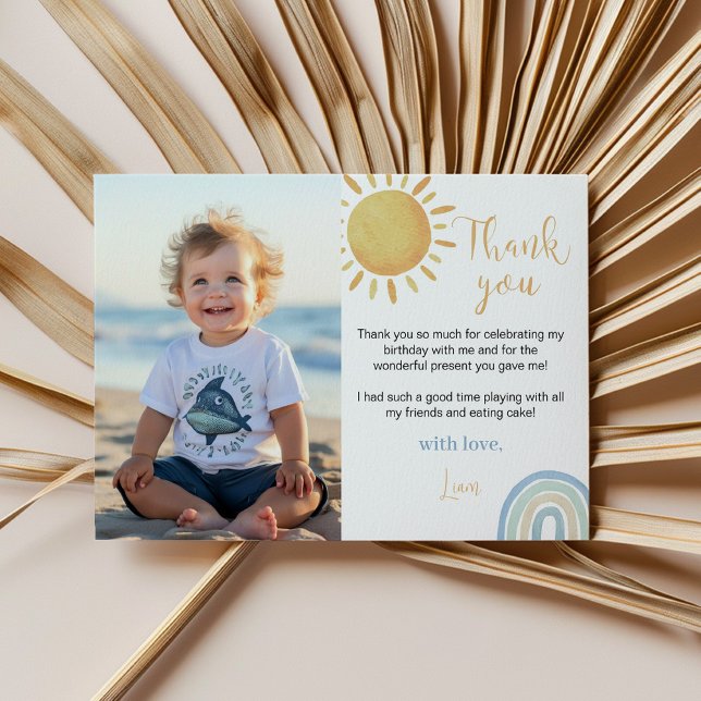 Sunshine Rainbow Thank You Card Boho Birthday (Creator Uploaded)