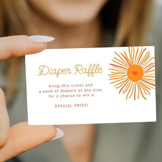 Sunshine retro baby shower diaper raffle ticket enclosure card (Creator Uploaded)
