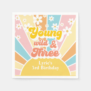 Sunshine Retro daisy 3rd birthday Napkin