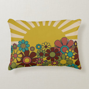 Sunshine Retro Garden Vintage 60s 70s Aesthetic Accent Pillow