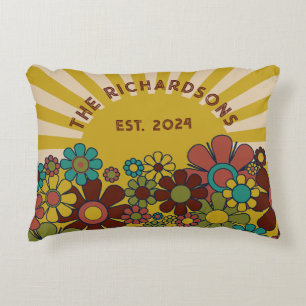 Sunshine Retro Garden Vintage 60s 70s Personalized Accent Pillow