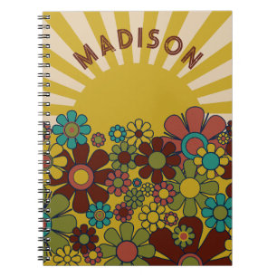 Sunshine Retro Garden Vintage 60s 70s Personalized Notebook