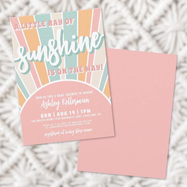 Sunshine Retro Sun Baby Shower Invitation (Sunshine Retro Sun Baby Shower Invitation)