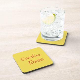 "Sunshine Rocks" Phrase Yellow Background  Coaster