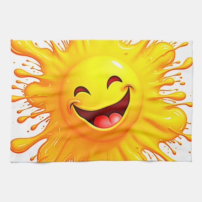 Sunshine Smiles: Bursting Joy Kitchen Towel (Horizontal)