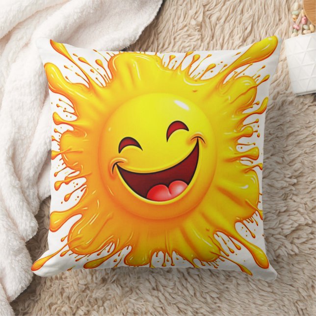 Sunshine Smiles: Bursting Joy Throw Pillow (Blanket)