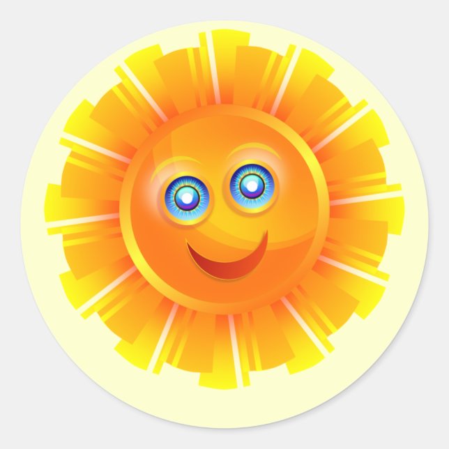 Sunshine, smiling and happy classic round sticker (Front)