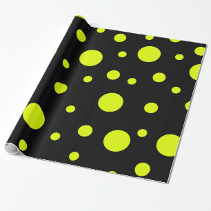 Sunshine Spots: Black & Yellow Polka Dot Wrapping Paper