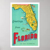 Sunshine State Florida 11x17 Map Poster