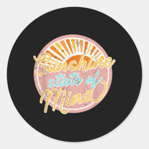 Sunshine State Of Mind Retro 60s Faded Summer Men Classic Round Sticker
