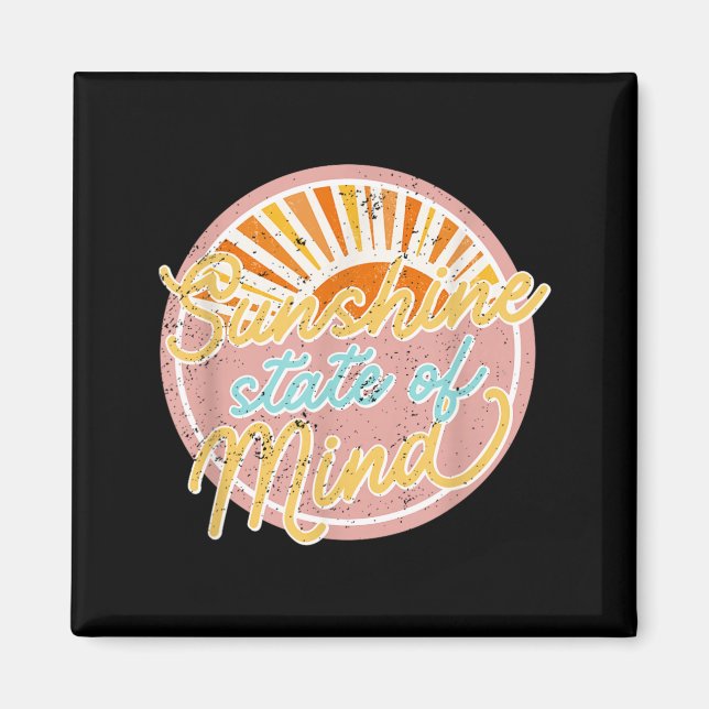 Sunshine State Of Mind Retro 60s Faded Summer Men Magnet (Front)
