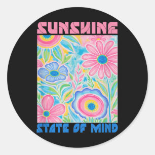 Sunshine State Of Mind Short Funny Flower, Summer Classic Round Sticker