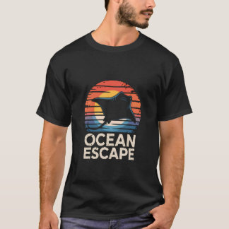 Sunshine Stingray Ocean Escape Retro Sunset Horizo T-Shirt