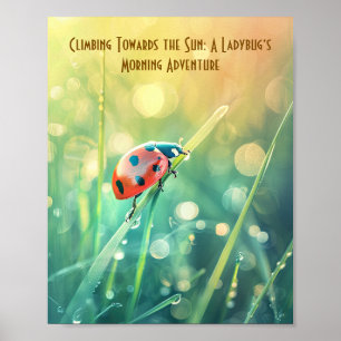 Sunshine Stroll: Ladybug in Morning Glow Poster