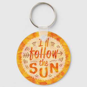 Sunshine Summer Orange Painted Follow Sun Colourfu Keychain