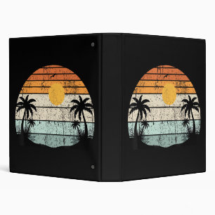 Sunshine Summer Vibes Palm Trees Beach Retro Tropi Binder