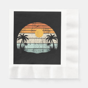 Sunshine Summer Vibes Palm Trees Beach Retro Tropi Napkin