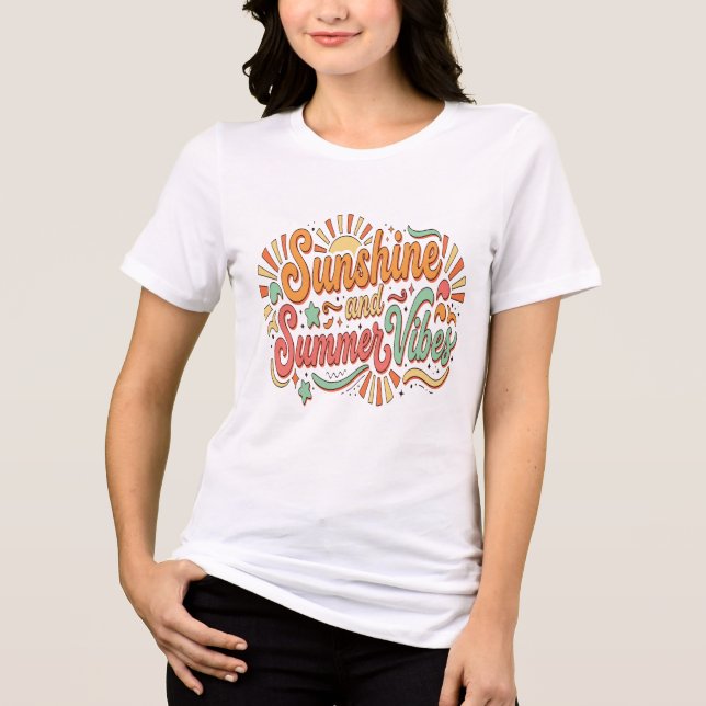 Sunshine Summer Vibes Retro Good Feeling Tri-Blend Shirt (Front)
