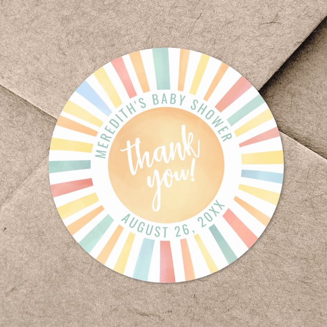 Sunshine Sun Baby Shower Classic Round Sticker (Sunshine Sun Baby Shower Classic Round Sticker)