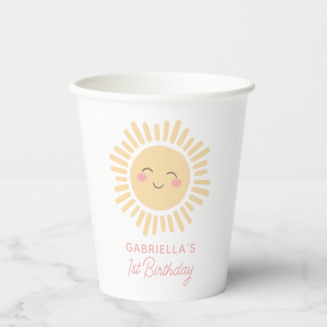 Sunshine Sun Girl Birthday Party Paper Cups (Front)