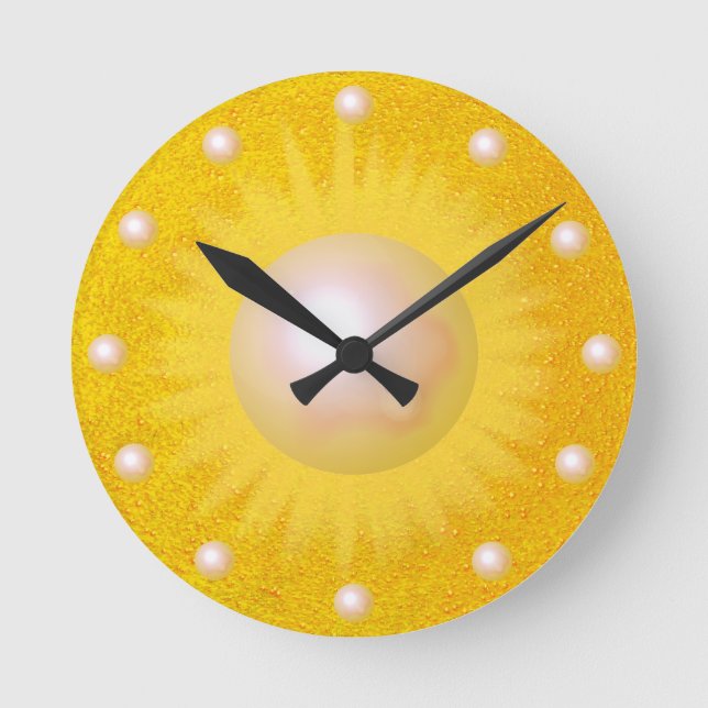 Sunshine Sun Golden Yellow Sunny Bright Round Clock (Front)