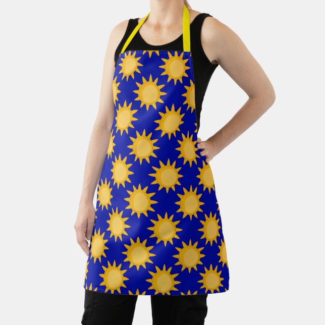 Sunshine Sun Pattern Design On Blue  Apron (Insitu)