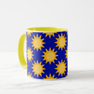 Sunshine Sun Pattern Design On Blue  Mug
