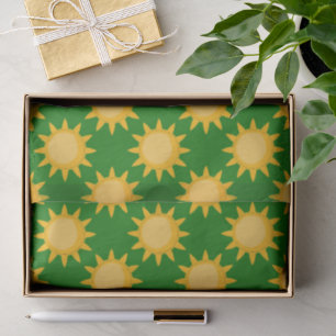 Sunshine Sun Pattern Design On Green  Tissue Paper