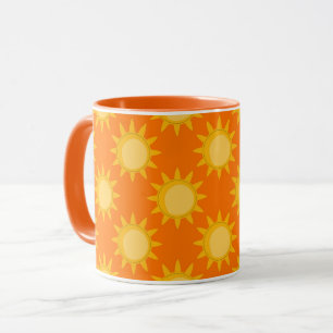 Sunshine Sun Pattern Design On Orange  Mug