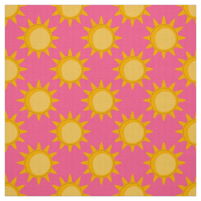 Sunshine Sun Pattern Design On Pink Fabric (Swatch)
