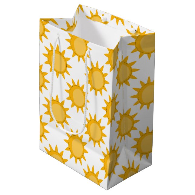 Sunshine Sun Pattern Design On White  Medium Gift Bag (Front Angled)
