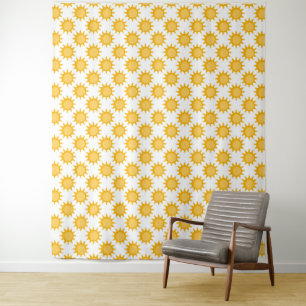 Sunshine Sun Pattern Design On White  Tapestry