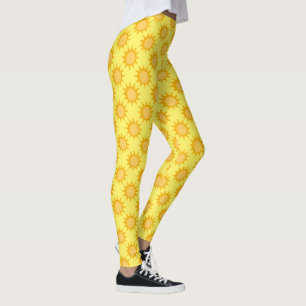 Sunshine Sun Pattern Design On Yellow  Leggings