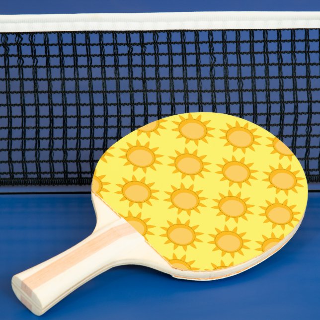 Sunshine Sun Pattern Design On Yellow  Ping Pong Paddle (Insitu)