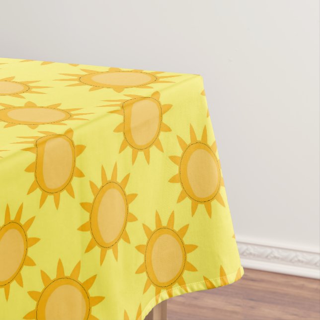 Sunshine Sun Pattern Design On Yellow  Tablecloth (In Situ)