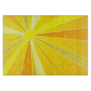 Sunshine Sun with Yellow and Orange Rays Colourful Cutting Board
