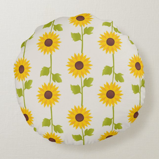  Sunshine Symphony: A Yellow Sunflower Square Pill Round Pillow (Back)