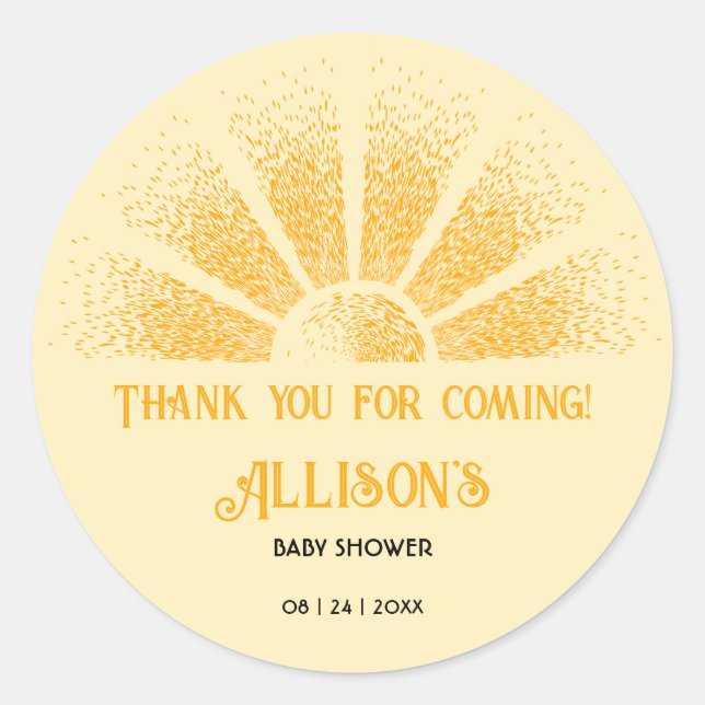 Sunshine Thank You Classic Round Sticker (Front)