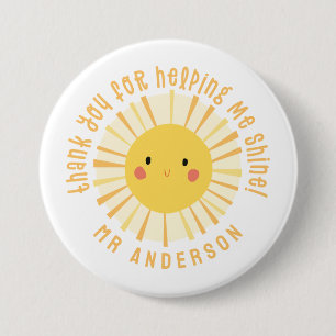 Sunshine thank you teacher modern elegant 3 inch round button