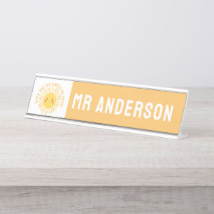 Sunshine thank you teacher modern elegant desk name plate
