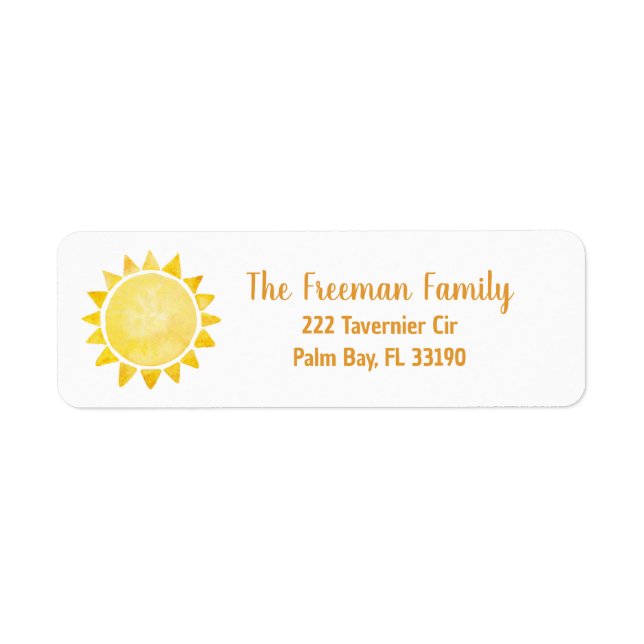 Sunshine Theme Address Label – Boho First Birthday (Front)