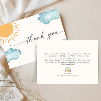 Sunshine Themed Baby Shower Thank You Card