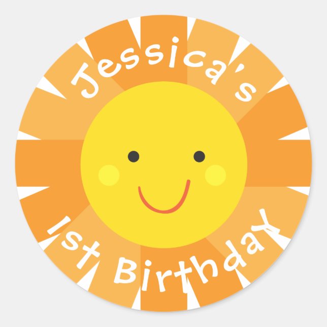 Sunshine Themed Birthday Sticker- Bday Labels (Front)