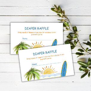 Sunshine Tropical Surf Diaper Raffle Baby Shower  Enclosure Card