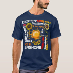 Sunshine Typography Peace Love Sunshine Sunflower  T-Shirt