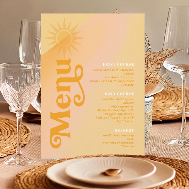 Sunshine Typography Wedding Butter/Marigold ID1048 Menu (Creator Uploaded)