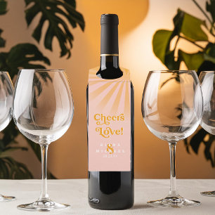Sunshine Typography Wedding Cheers Pink ID1048 Bottle Tag